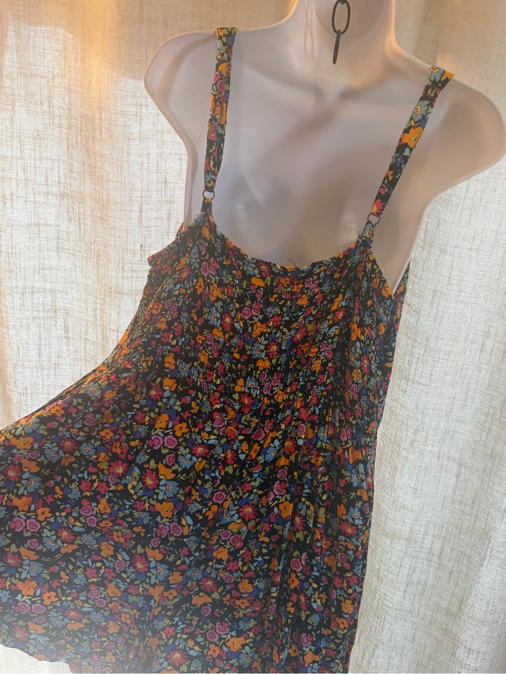 Floral Button-Front Romper in Black with Multicolor Flowers. Faded Glory - Picture 5 of 7